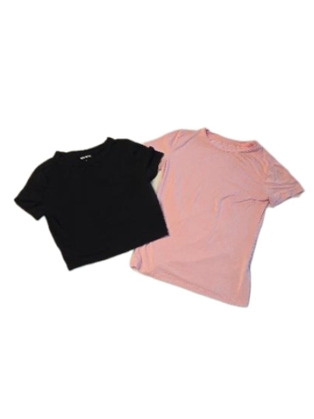 Black Crop Top Pink T Shirt Lot of 2 Shirts Barbiecore Outdoors Athleisure Soft